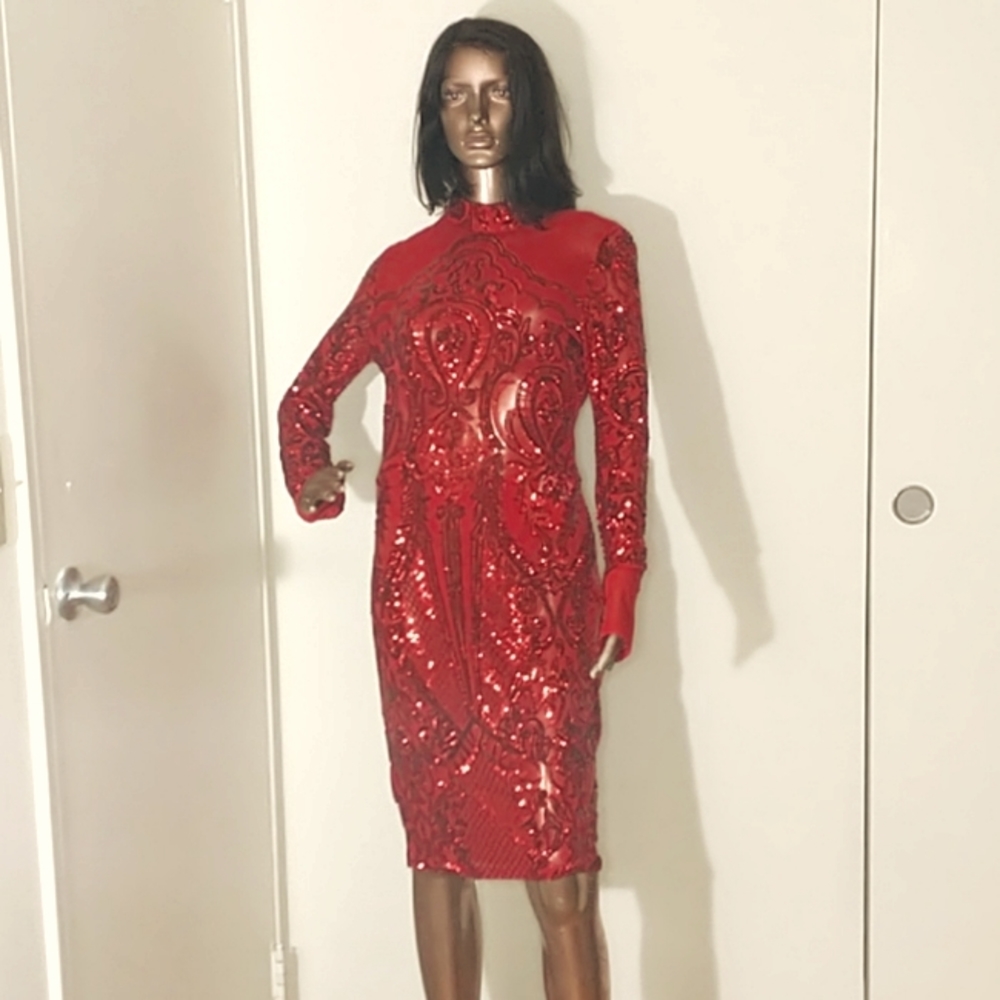 Red sequins Fashion Nova dress